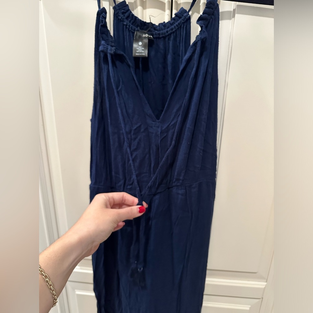 Aqua Navy Blue Jumpsuit